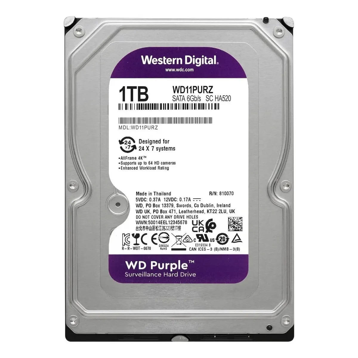 Imagen 3 de Disco Duro 1TB WD Purple 3.5" SATA para Videovigilancia