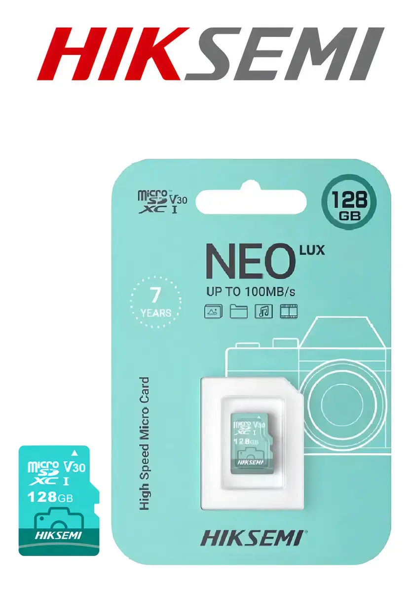 Tarjeta MicroSD Hiksemi Neo Lux V30 128GB UHS-I para Cámaras y Smartphones